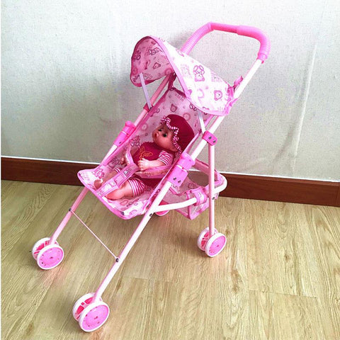 Foldable Doll Stroller Pram Pushchair Safe Baby Dolls Carriages Pretended Play Doll-TB00410-Veeddydropshipping