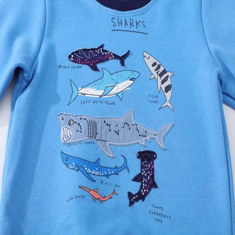 Jumping Meters Boys Long Sleeves Shark Embroidery Pattern Sweatshirts Kids-TB01344-Veeddydropshipping