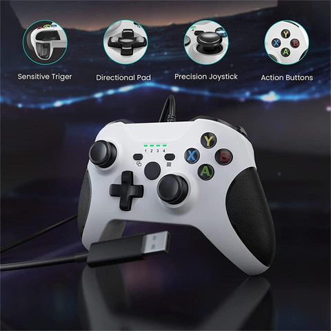 USB Wired Controller PC Gamepad Joystick With Dual Vibration Audio Jack -CE01310-Veeddydropshipping