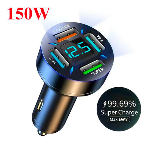 150W Portable Car Charger Fast Charging Adapter 4 Port for iPhone-PA01174-Veeddydropshipping