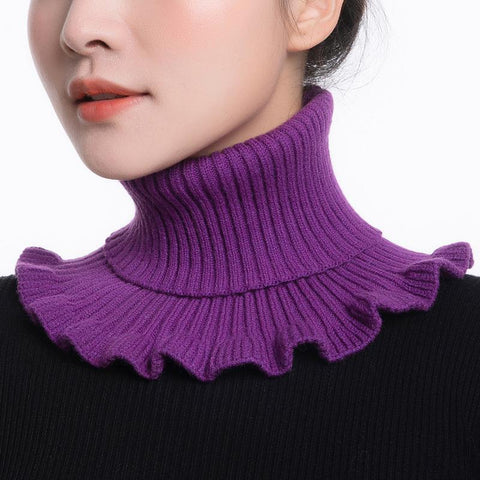 Warm Knitted Fake Collar Woolen Women Turtleneck-WF01131-Veeddydropshipping