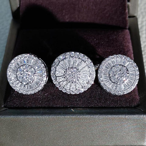 2pcs Pack silver color bride Cushion Cut Zircon Jewelry Set  -JW00358-Veeddydropshipping
