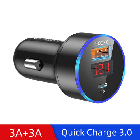 18W USB Type C Car Charger Digital Display 2 PD-PA01128-Veeddydropshipping