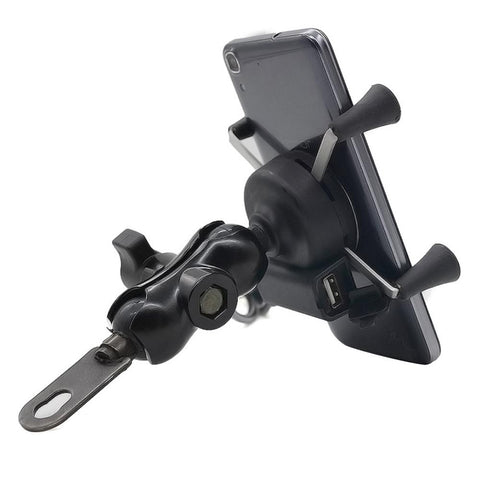 Motorcycle Mobile Phone Holder Mount With USB Charger 360 Degree Rotation Adjustable-PA00520-Veeddydropshipping