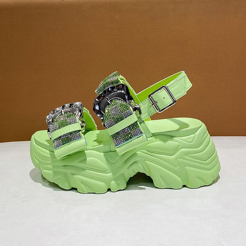Summer Bling Platform Slippers Woman Thick Bottom Flip-BS00878-Veeddydropshipping
