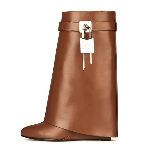 with Slope Heel Leather Surface Thick Sole High Heel-BS00922-Veeddydropshipping