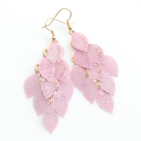 Fashion Drop Earrings Leaf Colorful Feather Pendant Tassel For Women -JW01460-Veeddydropshipping