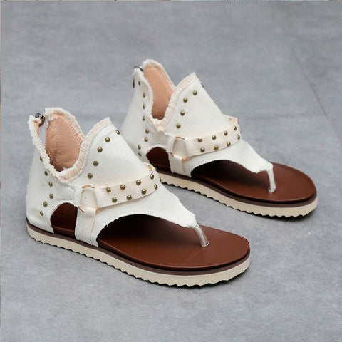 Women Chic Star Print Gladiator Sandals Ladies Punk Rivet Stud-BS00836-Veeddydropshipping