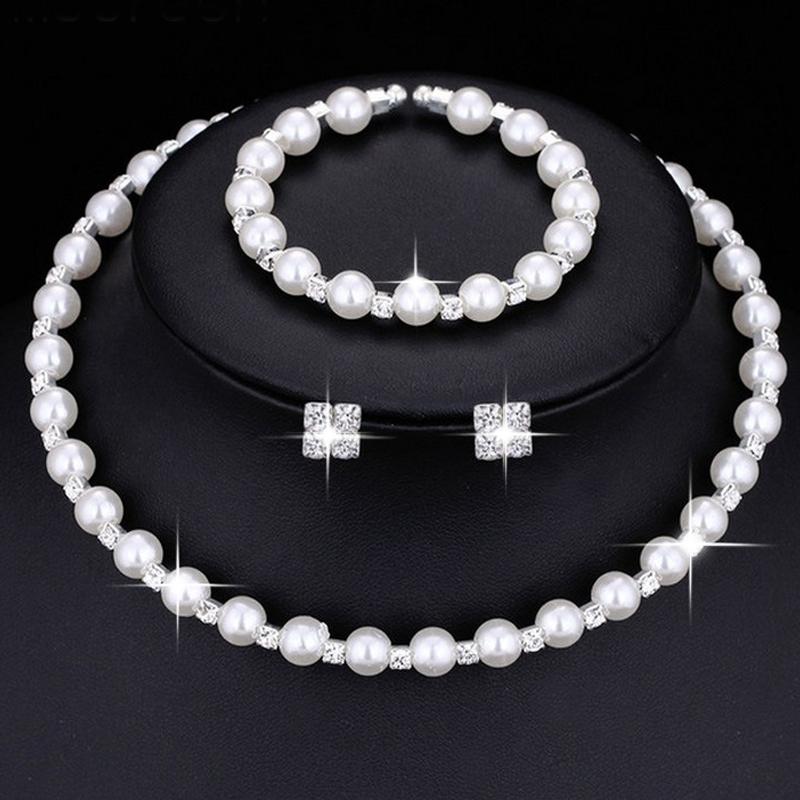 Silver Color Crystal Bracelet for Women jewellery sets -JW00378-Veeddydropshipping