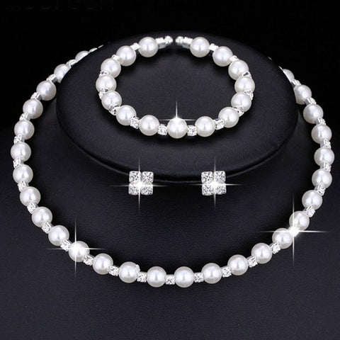 Silver Color Crystal Bracelet for Women jewellery sets -JW00378-Veeddydropshipping