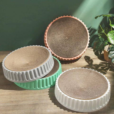 Round Cat Scratcher Pad Grinding Claws Cardboard-HA01418-Veeddydropshipping
