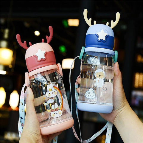 Water Sippy Cup Antler Creative Cartoon Feeding Cups-HA01269-Veeddydropshipping