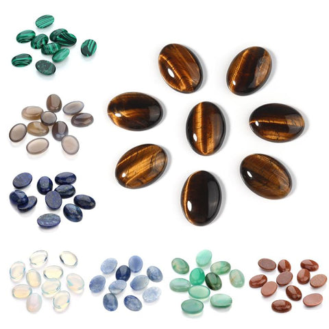 Natural Stone Oval Flat Back Cameo Cabochon Spacers For Jewelri Making-JW01597-Veeddydropshipping