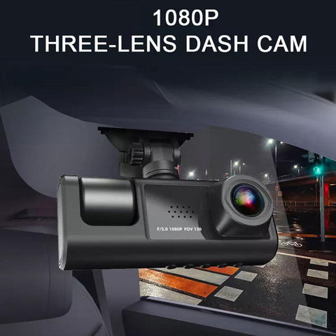 3 Camera Dash Cam 1080P Front And Inside 2 Inch Screen Rear CAR Black-AM00699-Veeddydropshipping