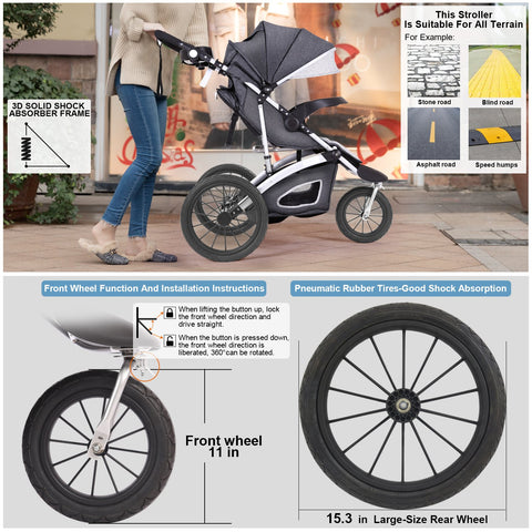 Jogging Stroller Foldable Jogging Stroller Single Toddler Stroller Jogging-TB00406-Veeddydropshipping