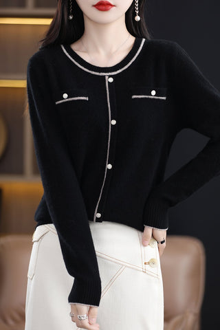 Crewneck Match Color Thread Loose Sweater-WF00104-Veeddydropshipping