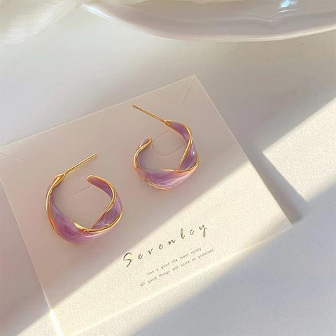 Fashion Lavender Purple Earrings for Woman Gold color Twisted -JW01417-Veeddydropshipping