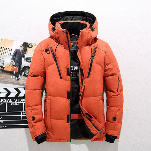 White Duck Down Jacket Warm Hooded Thick Down Jacket-MF01214-Veeddydropshipping