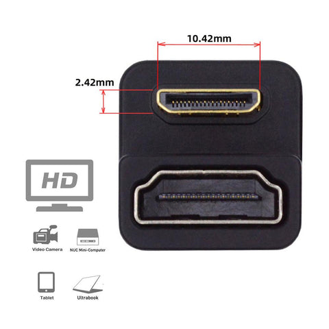 360 Degree Down UP Opposite U Shape Back Angled Mini HDMI 1.4 Male to HDMI -CE00235-Veeddydropshipping