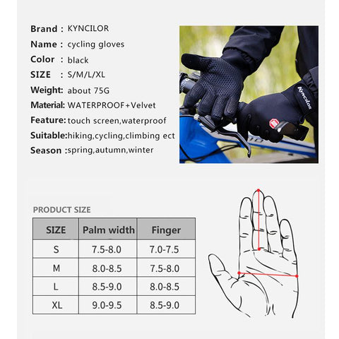 Winter Men Cycling Gloves Full Finger Touch Screen Waterproof Windproof Sport -OS01044-Veeddydropshipping