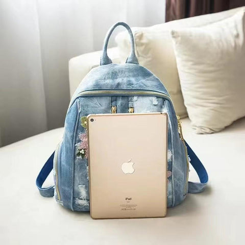 backpack wask cowboy backpack for college women Denim Backpack-BS00015-Veeddydropshipping