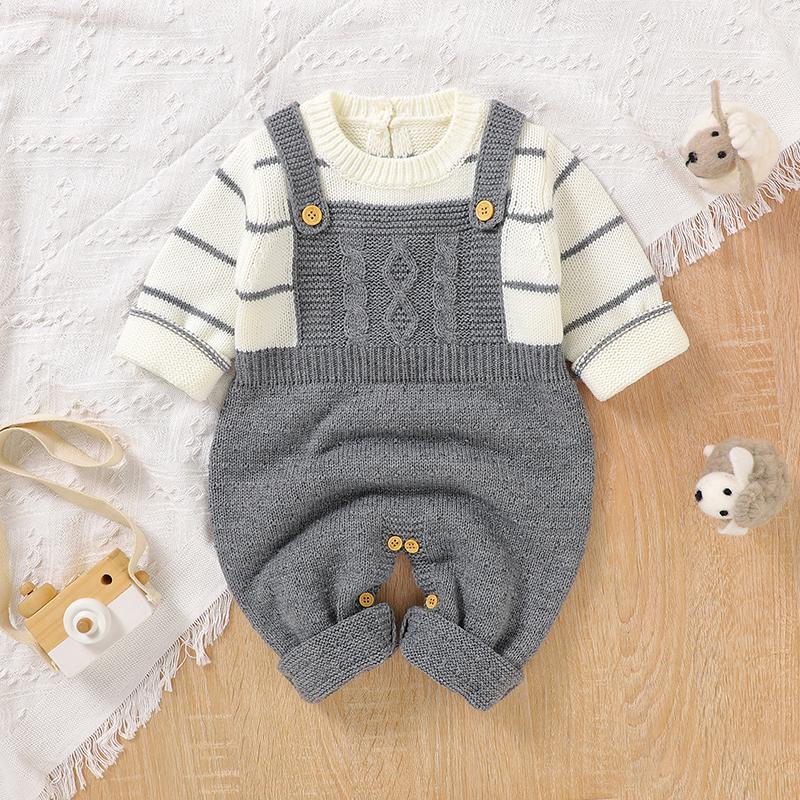 Baby Romper Knitted Solid Newborn Girls Jumpsuit Outfits Long Sleeve-TB00293-Veeddydropshipping