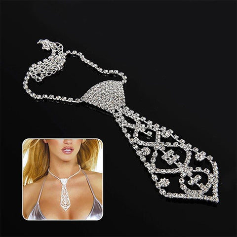 Women Sexy Glitter Rhinestone Necktie-WF01168-Veeddydropshipping