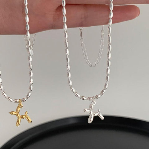 Silver Color Cute Animal Balloon Dog Necklace  Gift Jewelry-JW01195-Veeddydropshipping