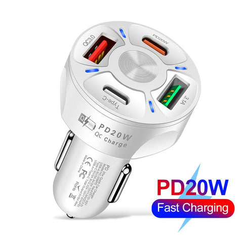 MZX 4 Ports Car Charger Fast Charge 2 USB-A-PA01152-Veeddydropshipping