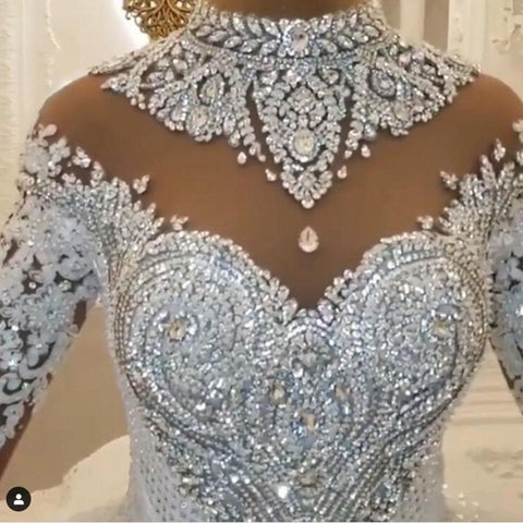 Wedding Dresses Crystal Rhinestone Lace-WF01418-Veeddydropshipping