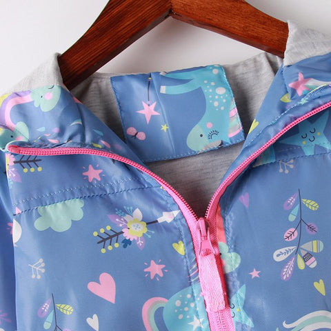 Spring Jacket Girls Coats Hooded Unicorn Rainbow Pattern Baby Clothes-TB00984-Veeddydropshipping