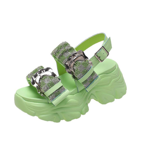 Summer Bling Platform Slippers Woman Thick Bottom Flip-BS00878-Veeddydropshipping