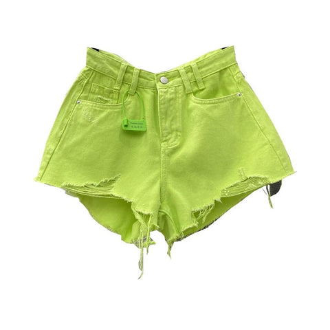 Women Denim Shorts High Waist Jeans-WF00613-Veeddydropshipping