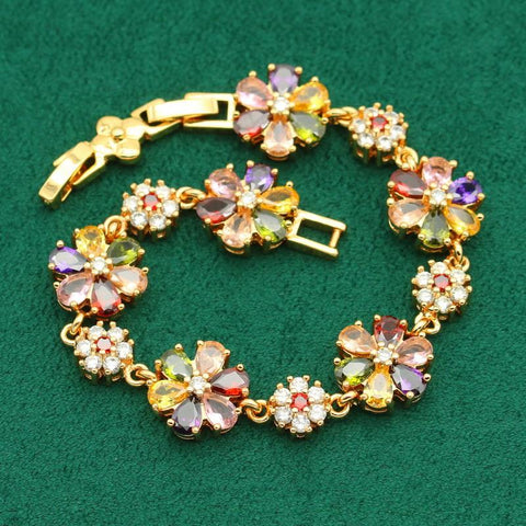 925 Silver Jewelry Sets Multicolor Zircon Bracelet Earrings Necklace -JW00203-Veeddydropshipping