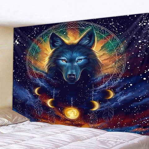 Fantasy wolf tapestry wall hanging room decoration-HA00224-Veeddydropshipping