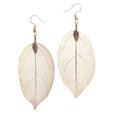 Fashion Design Big Natural Real Leaf Earrings Dangle Drop -JW01436-Veeddydropshipping