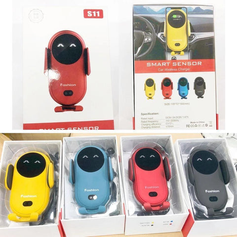 10W S11 Qi Automatic Clamping Fast Wireless Charger Car Phone Holder Smart Infrared Sensor-PA00516-Veeddydropshipping