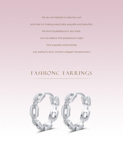 Chain Shape 925 Sterling Silver Earrings For Woment Wedding Jewelry-JW00064-Veeddydropshipping