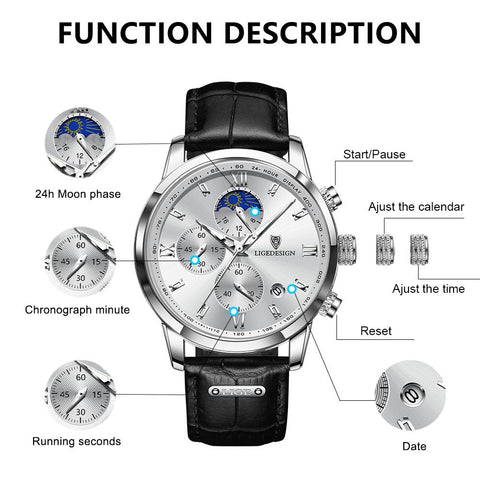 Business Fashion Watch Man Leather Wristwatch Quartz-JW00697-Veeddydropshipping
