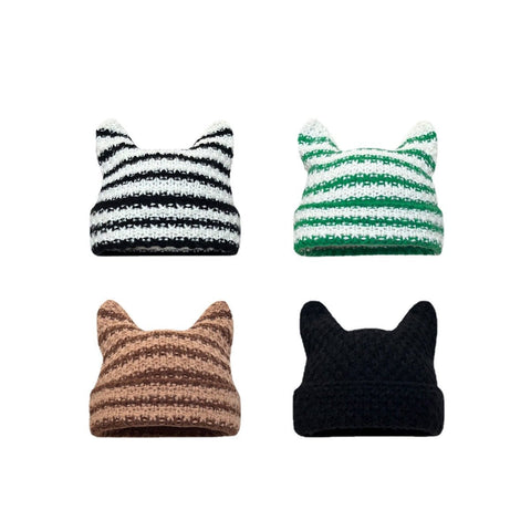 Striped Knitted Wool Cap Autumn and Winter-Veeddydropshipping