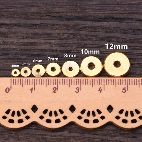 Solid Brass Metal Plated  Flat Round Loose Spacer Beads For Jewelry -JW01487-Veeddydropshipping