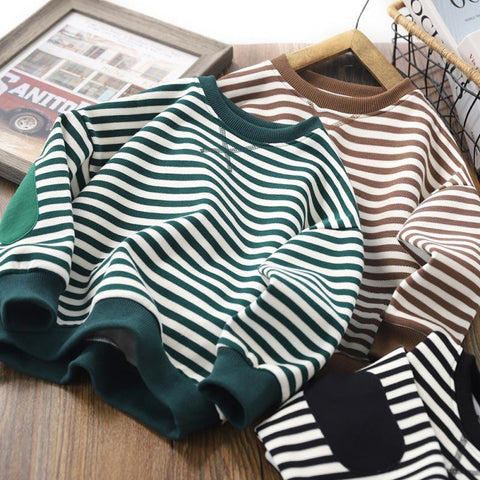 Winter Boys Sweatshirts Long Sleeve Tops for Kids Stripe Girls Sweater-TB01333-Veeddydropshipping