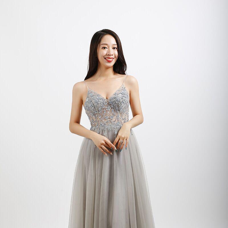 Beaded Crystal Long Sexy Prom Dresses-Veeddydropshipping