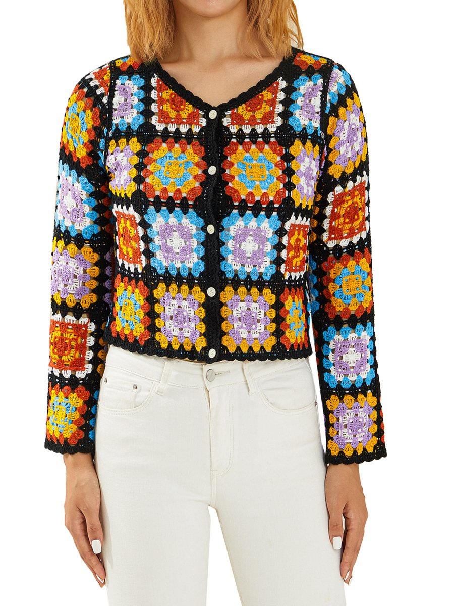 Women Crochet Cardigans Vintage Knitted Sweaters-Veeddydropshipping