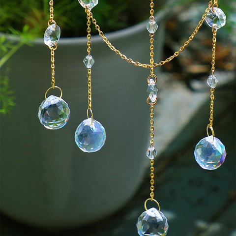 Crystal Dream Catcher Glass Chandelier Suncatcher Wind Chimes-HA00200-Veeddydropshipping