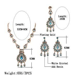 India Vintage Look Jewelry Sets Pendants Necklace Earring  -JW00328-Veeddydropshipping