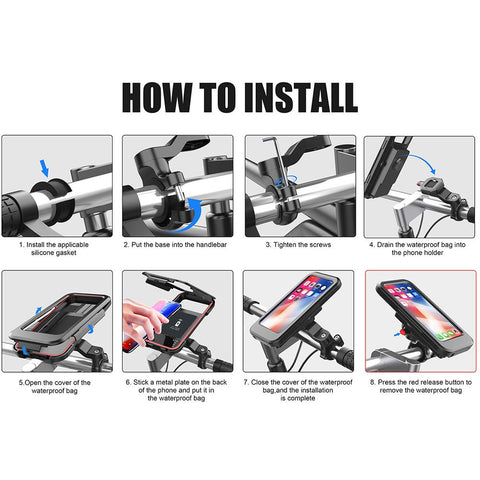 Motorcycle Bike Phone Holder 15W Wireless Charger Handlebar Mount Bracket Touch Screen-PA00522-Veeddydropshipping