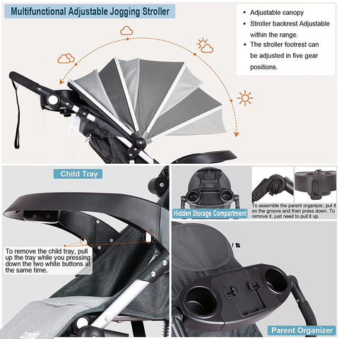 Jogging Stroller Foldable Jogging Stroller Single Toddler Stroller Jogging-TB00406-Veeddydropshipping