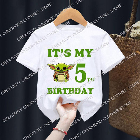 Yoda Children T-Shirt Birthday Number Star Wars Girl Boy Kawaii Cartoons-TB01117-Veeddydropshipping