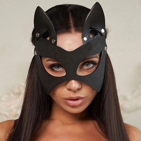 Women Sexy Leather Cat Mask Cosplay-WF01602-Veeddydropshipping